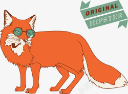 橘红色绿色抽烟的狐狸高清图片