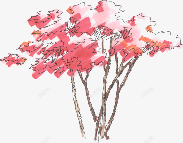 创意水彩红色的树木造型png免抠素材_88icon https://88icon.com 创意 树木 水彩 红色 造型