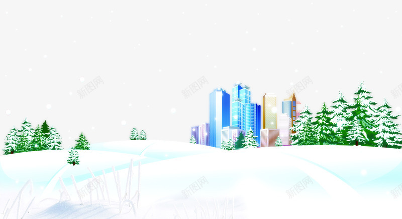 绿色植物建筑雪地png免抠素材_88icon https://88icon.com 建筑 绿色植物 雪地