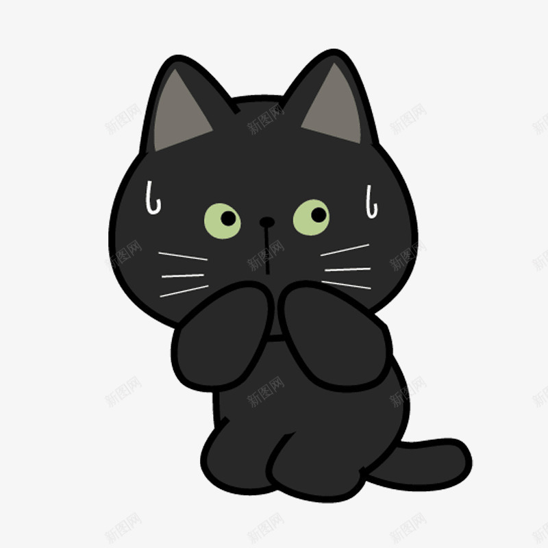 紧张卡通猫咪png免抠素材_88icon https://88icon.com 卡通 可爱 猫咪 紧张 黑色