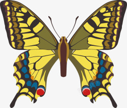 黄色斑点卡通蝴蝶矢量图素材