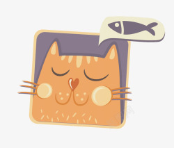想吃鱼的黄色猫咪装饰素材