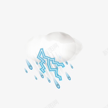 下雨预报乌云雷电天气预报图标矢量图图标