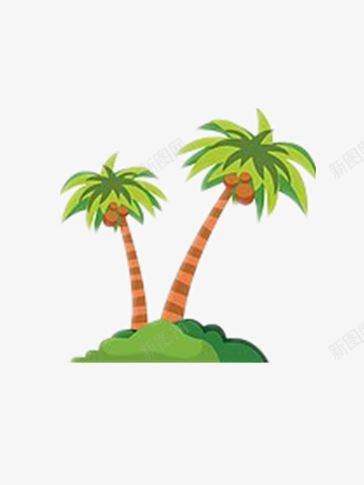 绿色植物png免抠素材_88icon https://88icon.com 卡通元素 卡通椰子树 椰子树素材 海南 绿色植物 装饰图案