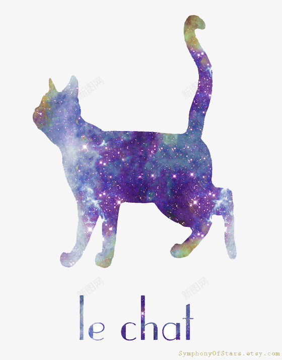 星空猫咪png免抠素材_88icon https://88icon.com 图案 星空 猫咪 装饰