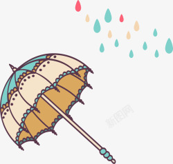 可爱手绘卡通插图花边雨伞素材