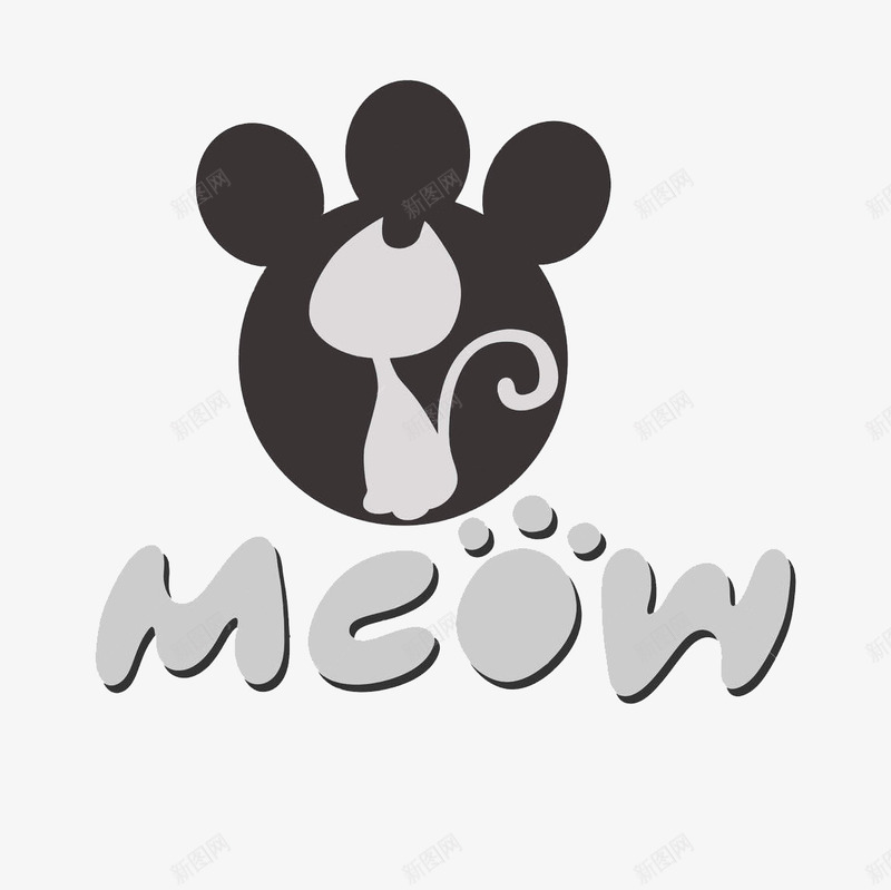 卡通猫咪脚印标志png免抠素材_88icon https://88icon.com 动物脚印 卡通猫咪 宠物 标志 海报设计 猫咪脚印