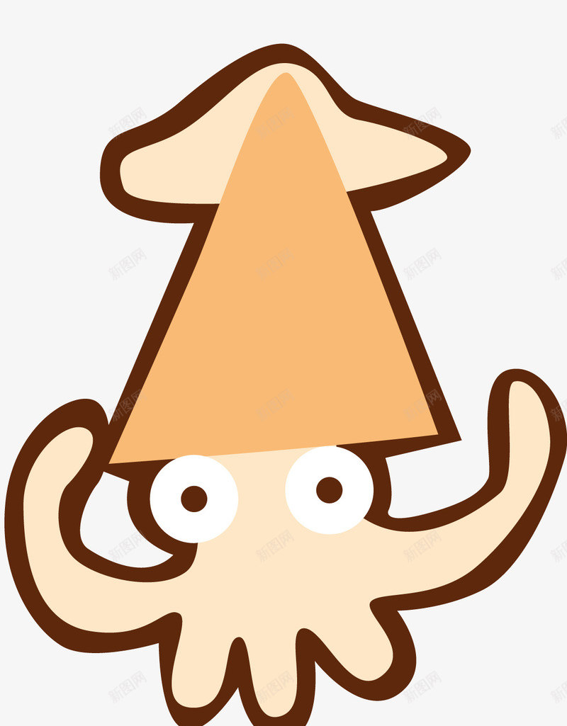 一个卡通小动物png免抠素材_88icon https://88icon.com 卡通 卡通形象 可爱 大眼睛 橘色帽子 水生动物 章鱼