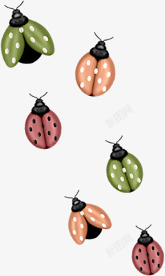 手绘清新七星瓢虫素材