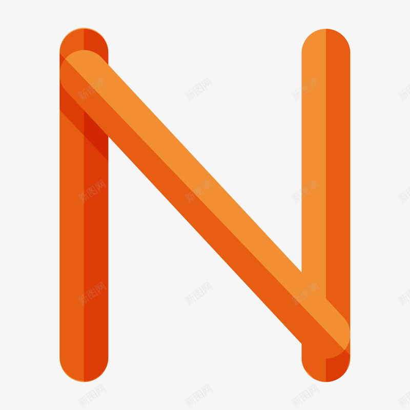 卡通橘色立体字母Npng免抠素材_88icon https://88icon.com N 创意 卡通 大写字母 立体字母 英文字母