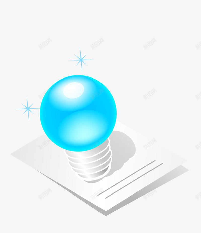 蓝色灯泡矢量图ai免抠素材_88icon https://88icon.com 亮光 卡通 星星 灯泡 蓝色 矢量图
