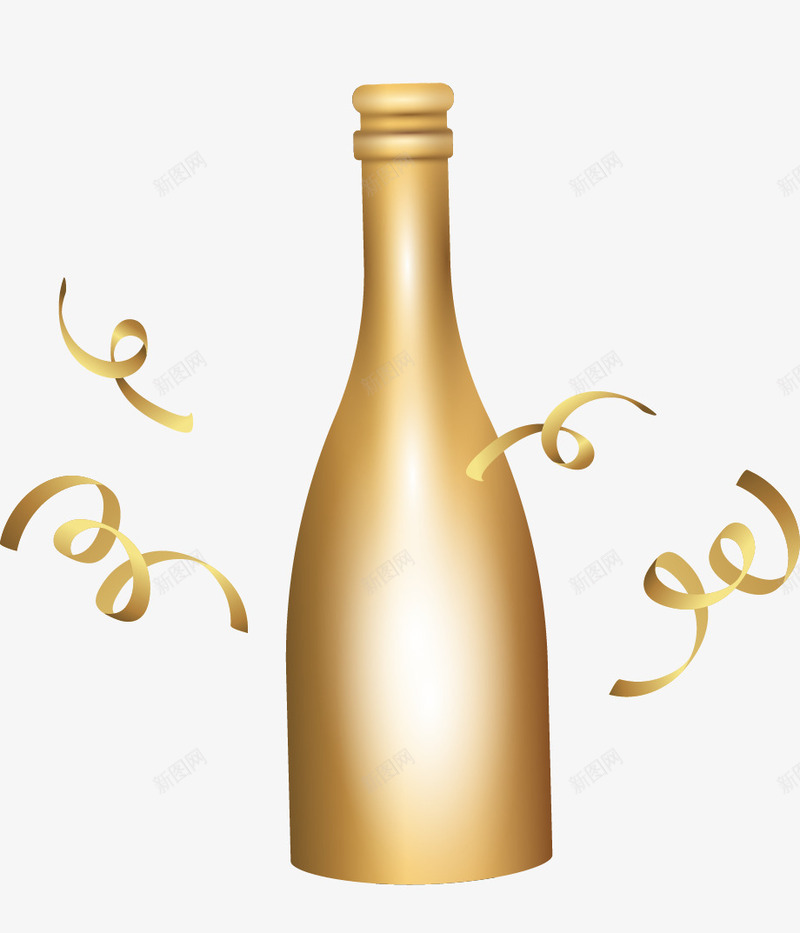 金色酒瓶矢量图ai免抠素材_88icon https://88icon.com 瓶子 酒瓶 金色 金色瓶子 矢量图