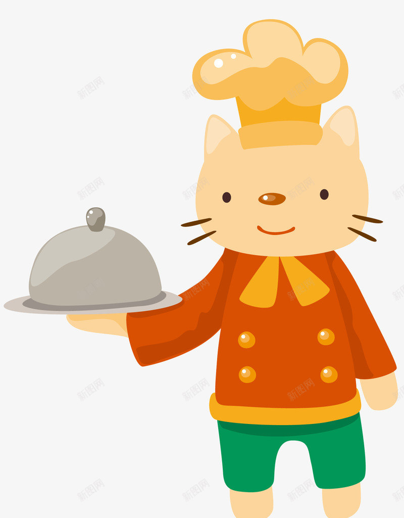 端着食物的猫咪大厨png免抠素材_88icon https://88icon.com 卡通 卡通形象 大厨 橘黄色衣服 端着食物 黄色猫咪