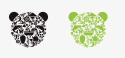 中国元素熊猫头素材
