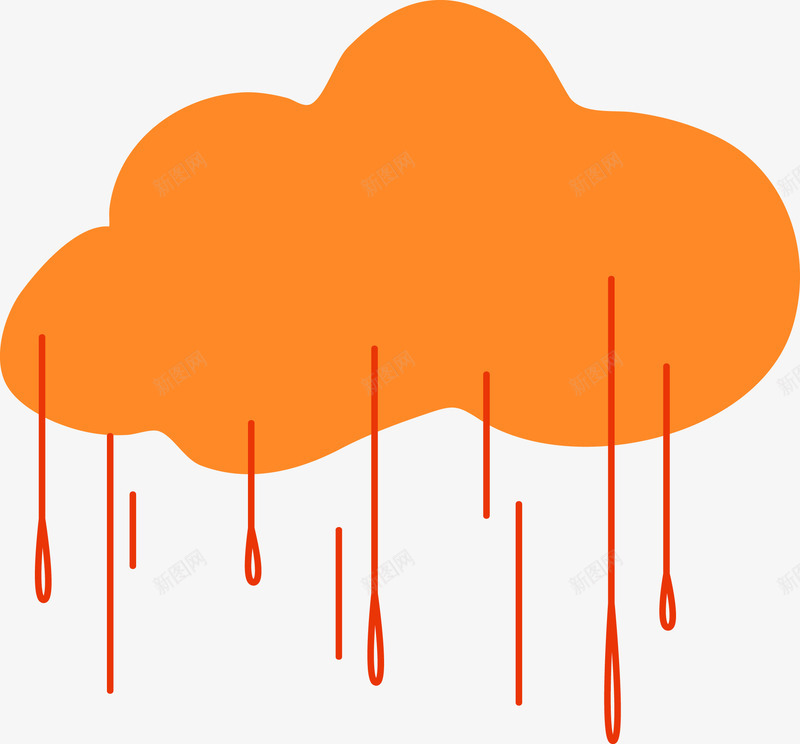 卡通下雨的云朵矢量图ai免抠素材_88icon https://88icon.com 下雨 下雨的天气 云朵 卡通云朵 天气 橙色 雨水 矢量图