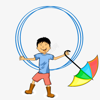 撑伞的小男孩图标图标