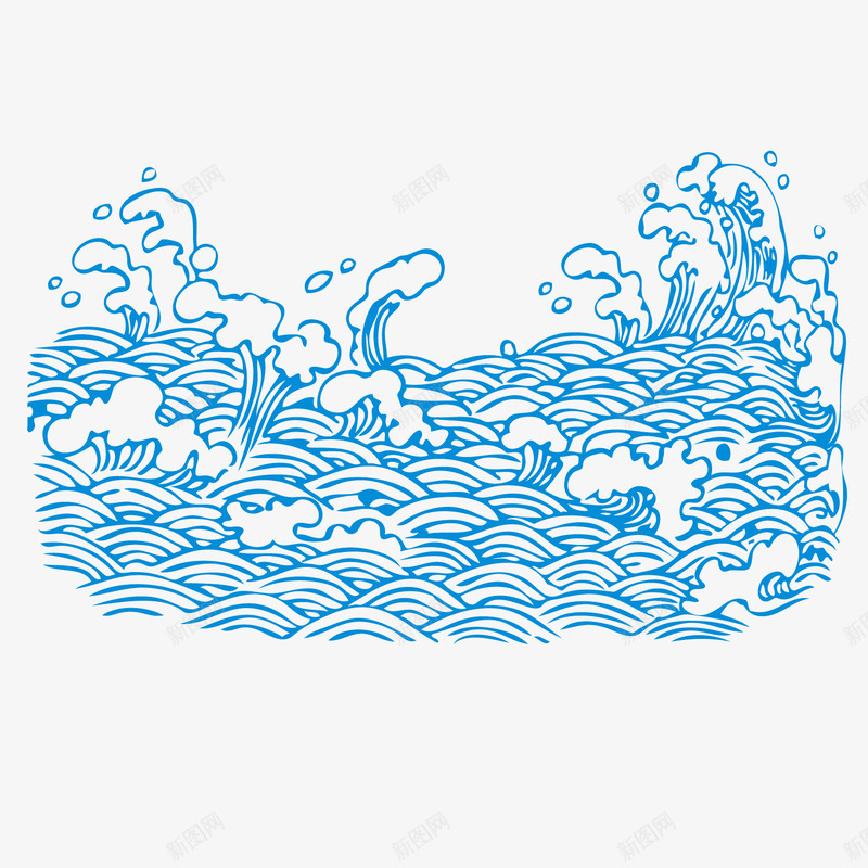 蓝色手绘潮水浪花海面png免抠素材_88icon https://88icon.com 手绘 浪花 海面 潮水 蓝色