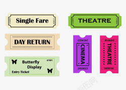 手绘彩色门票素材
