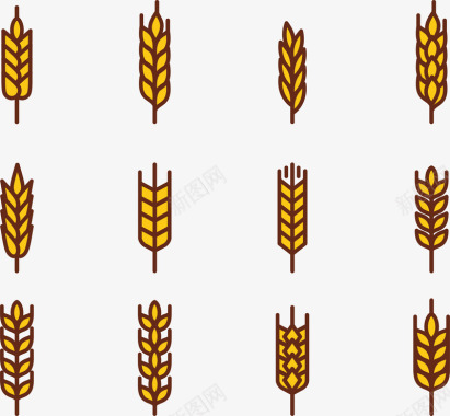 金黄金黄色稻谷麦穗图标图标