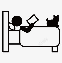简笔人床上的猫咪高清图片
