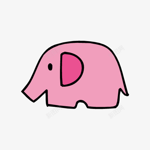 粉色大象png免抠素材_88icon https://88icon.com 动物 卡通 大象 小猪 手绘 水彩 粉色 耳朵