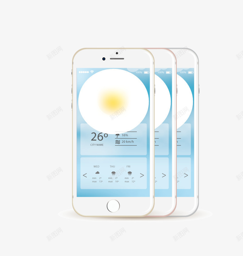 手机界面矢量图ai免抠素材_88icon https://88icon.com APP 天气 高清 矢量图