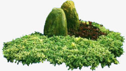 绿色植物假山装饰素材