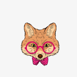 灰色卡通戴眼镜小狐狸头像素材