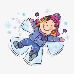 躺在雪地上的小女孩素材