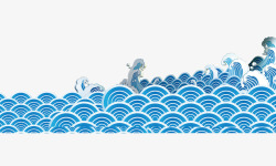 中国风手绘水浪花素材