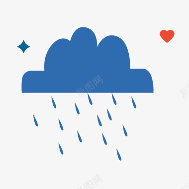 天气背景下雨天气卡通图标矢量图图标
