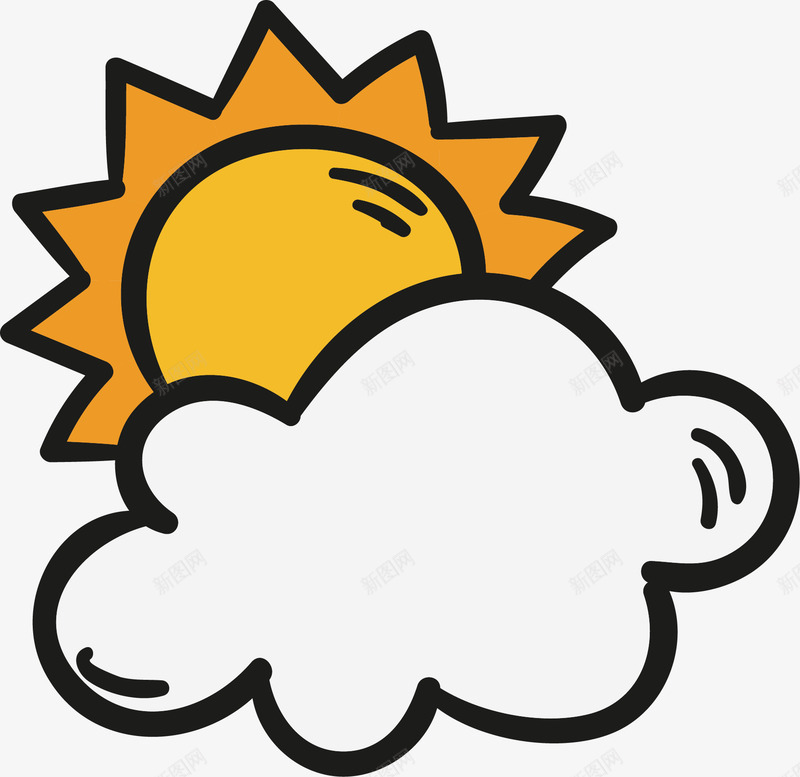 卡通手绘太阳和云朵png免抠素材_88icon https://88icon.com 卡通 多云 天气预报 太阳 手绘 矢量图案