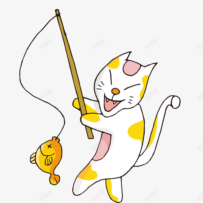 黄色的猫猫在钓鱼png免抠素材_88icon https://88icon.com 猫咪 猫猫 萌宠 钓大鱼 钓鱼