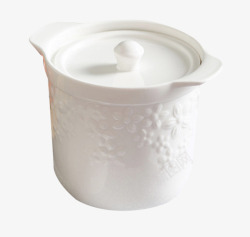 白色雕花炖罐素材