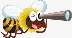 手绘卡通可爱小昆虫蜜蜂矢量图素材