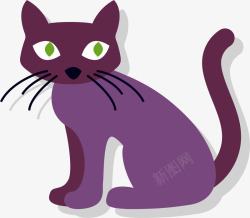 卡通紫色猫咪矢量图素材