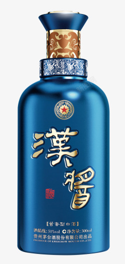 酱酒汉酱酒蓝瓶瓷瓶酒瓶高清图片