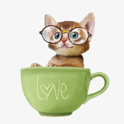 可爱茶杯猫素材