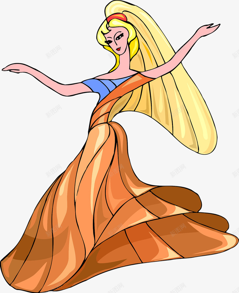 穿橘色裙子的女人png免抠素材_88icon https://88icon.com 卡通 女人 手绘 橘色的 简图 裙子 长发 黄色的