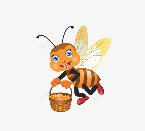 采蜜的小蜜蜂png免抠素材_88icon https://88icon.com 创意卡通小动物 动物 卡通动物 卡通蜜蜂 橘色 黄色 黑色