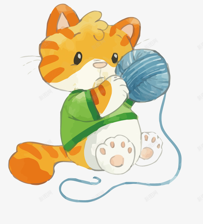 猫咪和毛线球png免抠素材_88icon https://88icon.com PNG PNG免费下载 PNG图片 卡通 彩色毛球 毛线球 猫咪