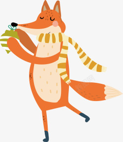 可爱橘色狐狸矢量图素材