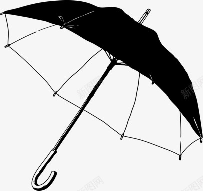 黑色创意手绘雨伞图标图标