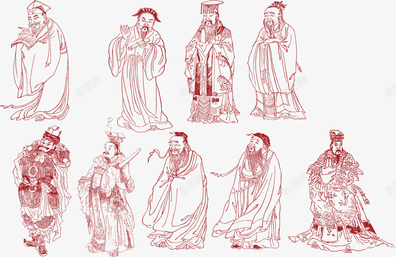 红色线描人物装饰矢量图eps免抠素材_88icon https://88icon.com 瑁呴 瑁呴鐭噺 绾壊 绾壊鐭噺 绾挎弿 鍥句功鎻掑浘 鐭噺 矢量图