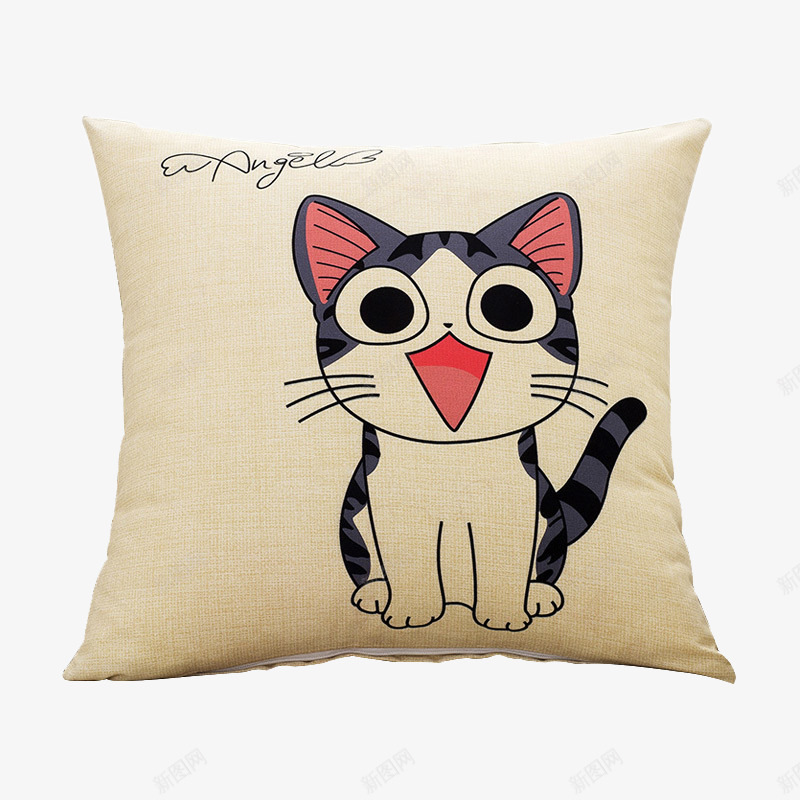 猫咪抱枕png免抠素材_88icon https://88icon.com 一只 尾巴 抱枕 猫咪 米色的 粉色的 耳朵 黑色的
