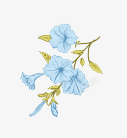 蓝色花朵装饰图案素材