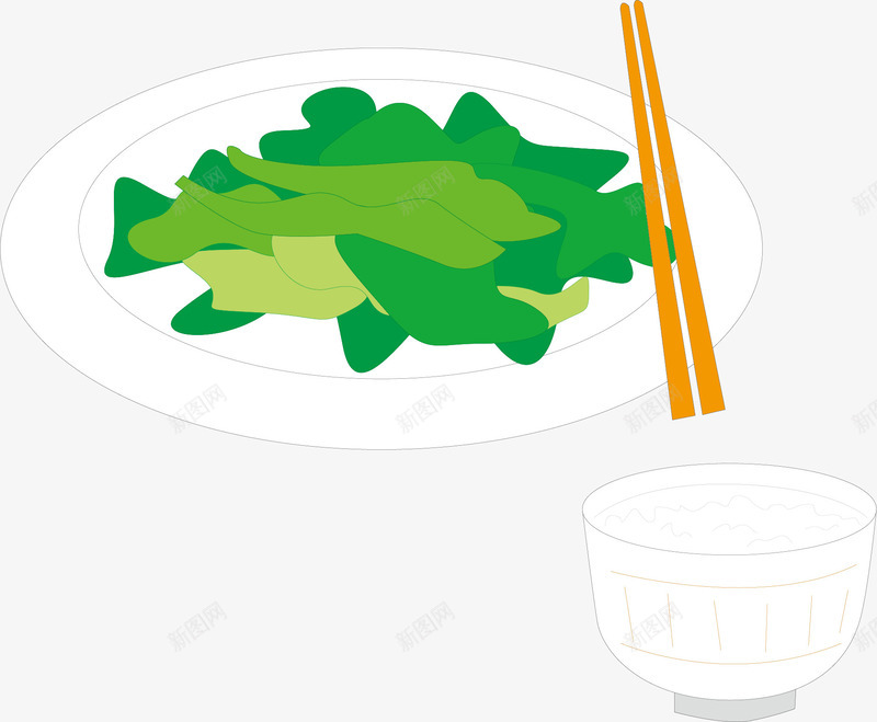 清粥小菜png免抠素材_88icon https://88icon.com 矢量青菜 粥 食物 餐具