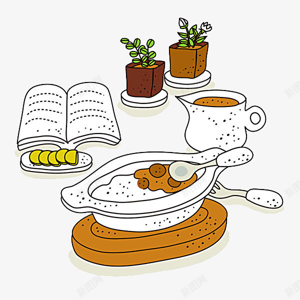 美食插画png免抠素材_88icon https://88icon.com 厨房插画 咖啡 植物 水果 米饭 食品 餐具 饮料