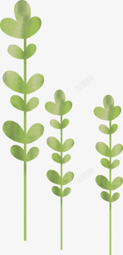 手绘水彩绿色植物清新素材