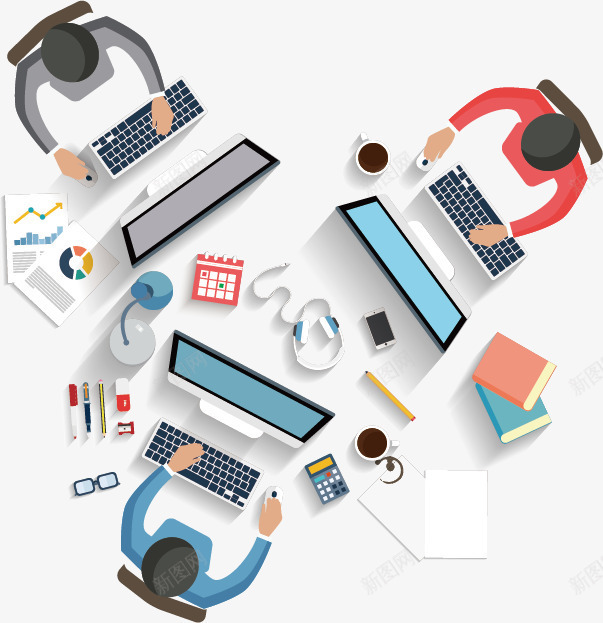 办公桌俯视图png免抠素材_88icon https://88icon.com 俯视图 办公室 商务